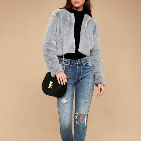 Wild Fable Light Gray Faux Fur Puffy Coat Jacket Size Small - Picture 14 of 14